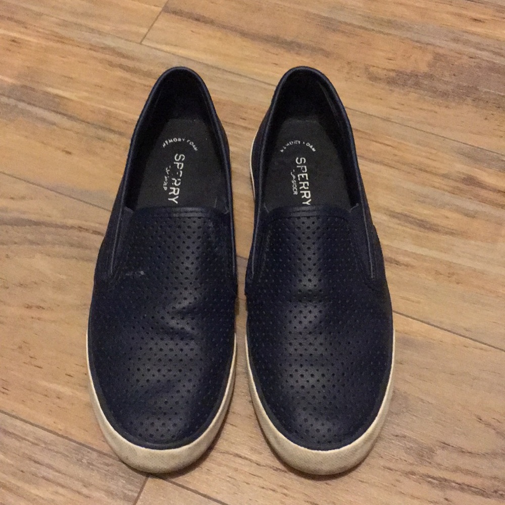 Navy Blue Sperry Top Sliders Slip On